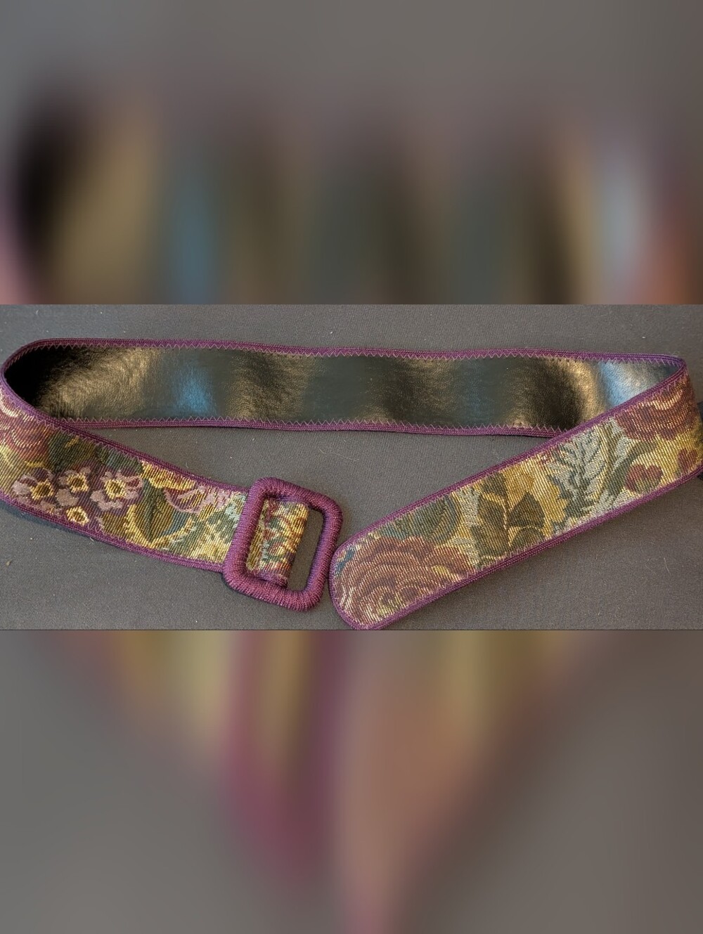 Purple Floral Tapestry Botanical Waist Belt Fairycore Boho Accessories - Picture 3 of 4